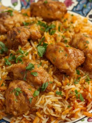 BONELESS CHICKEN BIRYANI in plate BONELESS CHICKEN BIRYANI