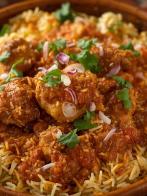 CHICKEN BIRYANI in dish CHICKEN BIRYANI