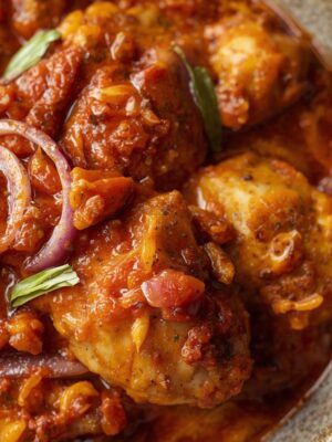 CHICKEN DOPIAZA add onion slices in dish CHICKEN DOPIAZA