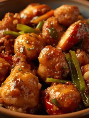 CHICKEN MANCHURIAN dry dish serv in plate CHICKEN MANCHURIAN