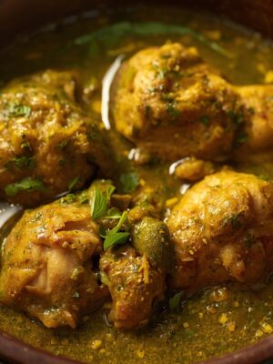 CHICKEN SAGWALA in green gravy (1) CHICKEN SAGWALA