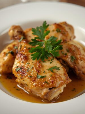 GARLIC CHICKEN dish serv in plate GARLIC CHICKEN